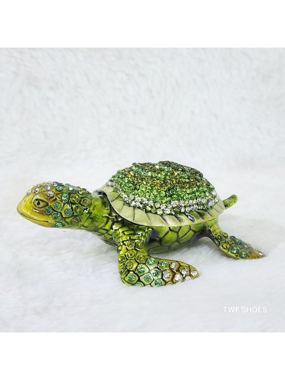 H&D Crystal Green Sea Turtle Jewelry Coin Trinket Box Magnetic